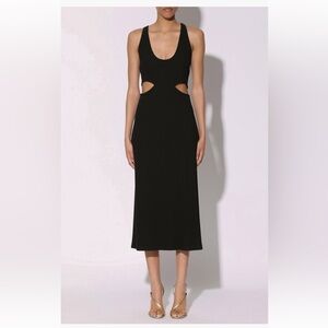 Walter Baker Black Sheath Midi Dress Halter Neckline